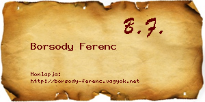Borsody Ferenc névjegykártya